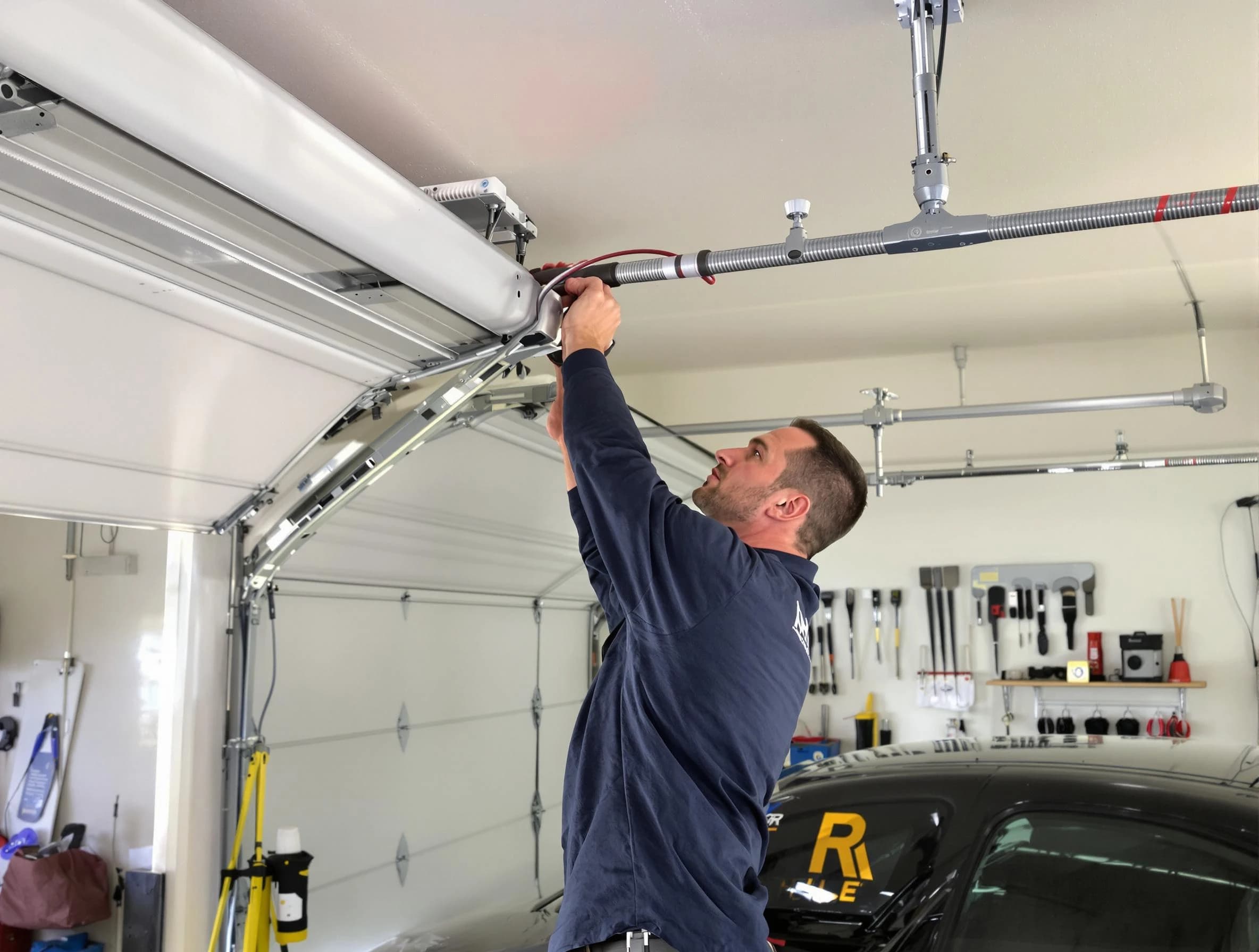 Highland Park Garage Door Repair technician performing garage door cable repair in Highland Park