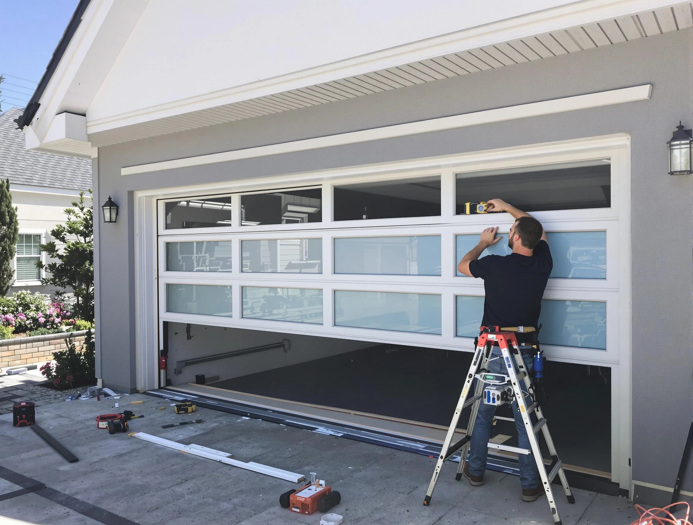 Highland Park Garage Door Repair team performing garage door replacement in Highland Park