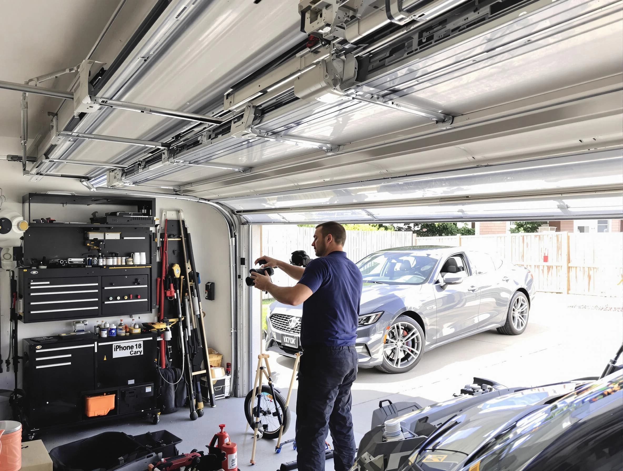 Highland Park Garage Door Repair technician fixing noisy garage door in Highland Park