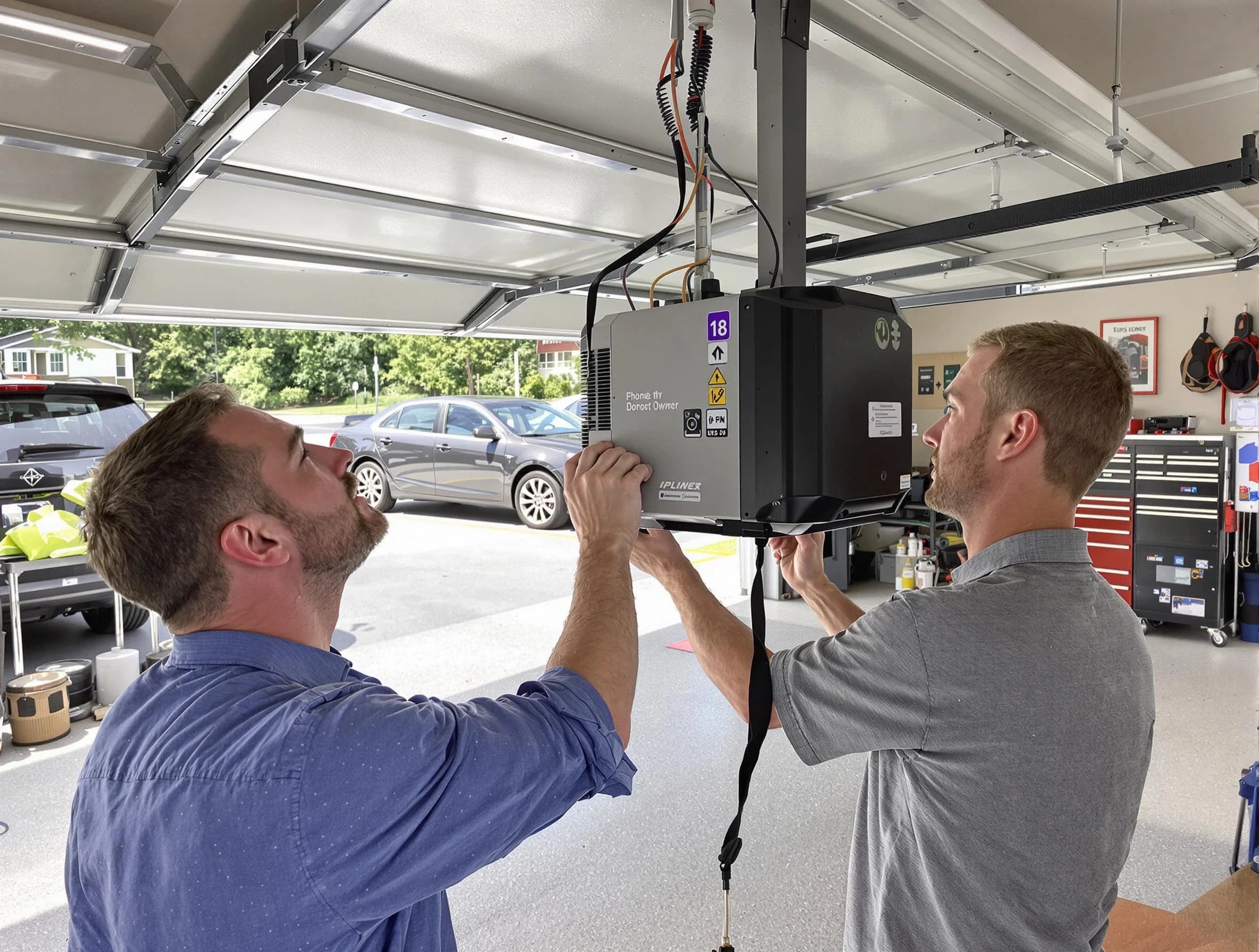 Highland Park Garage Door Repair technician installing garage door opener in Highland Park