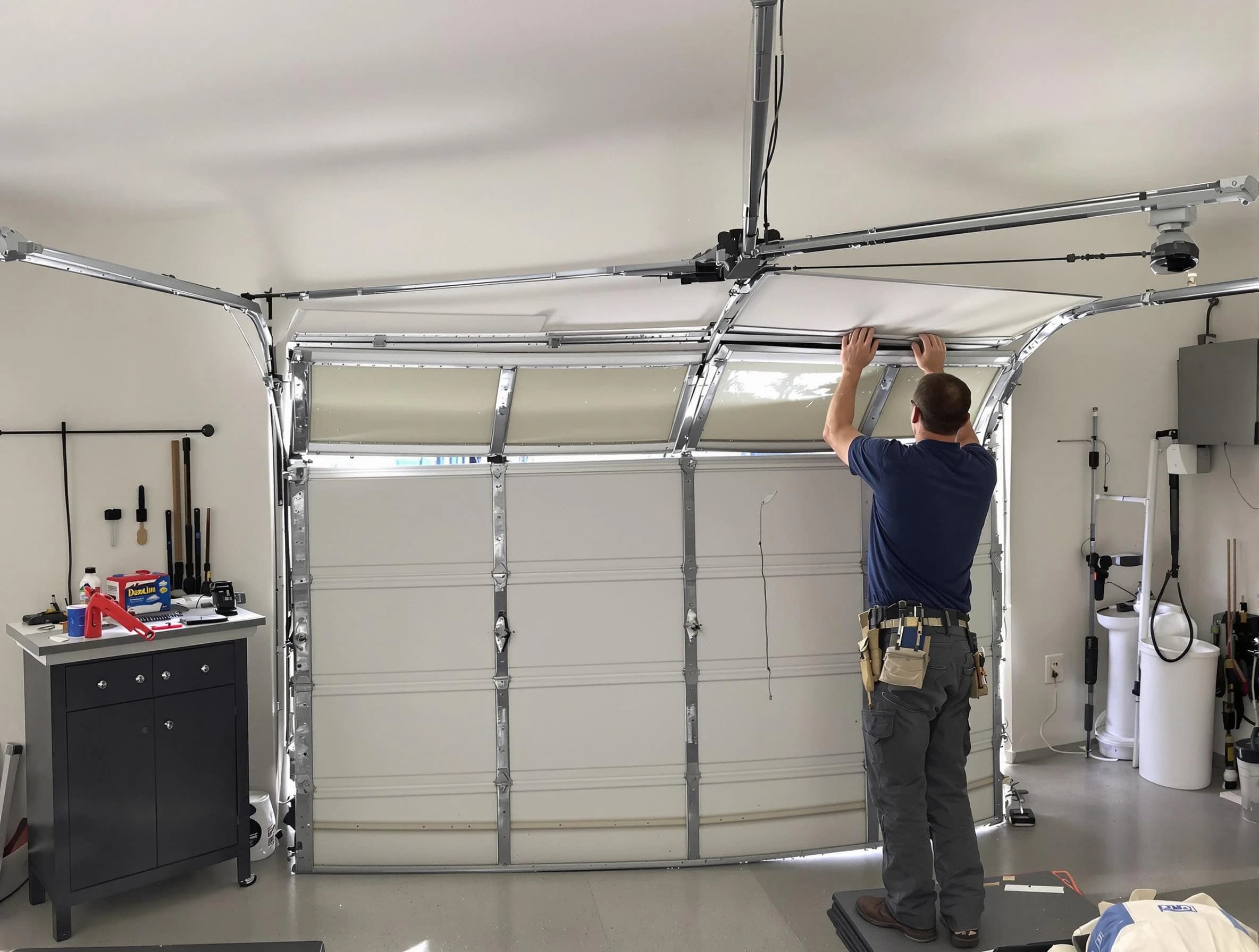 Highland Park Garage Door Repair specialist performing precise section replacement on Highland Park garage door