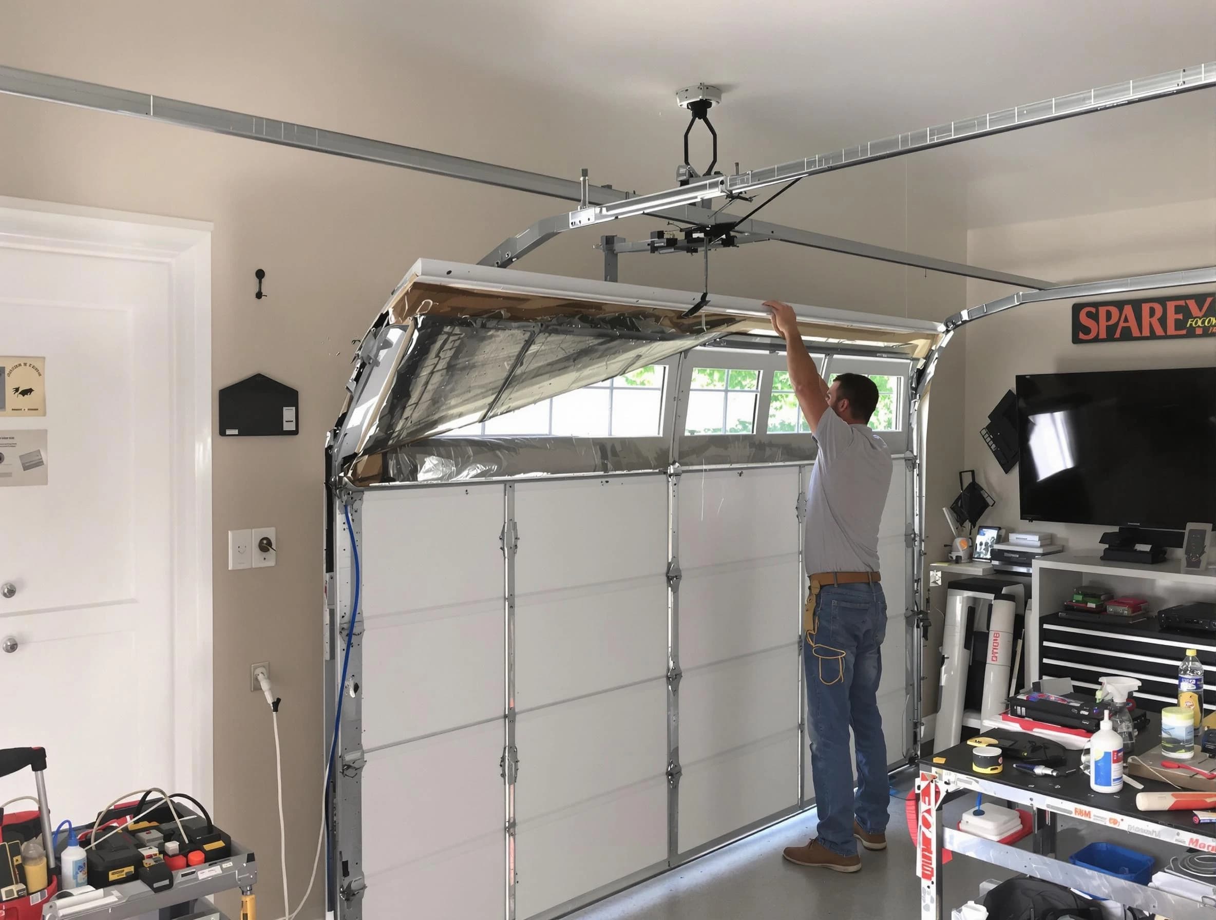 Garage door section replacement by Highland Park Garage Door Repair in Highland Park