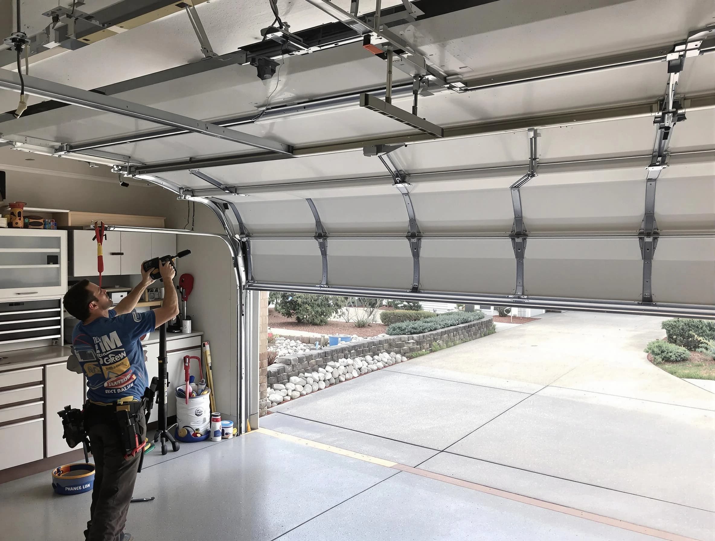 Garage door track repair service by Highland Park Garage Door Repair in Highland Park